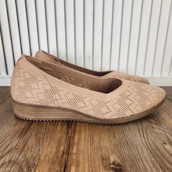 Skechers Cleo Sawdust With Grace Womens Size 8.5 Tan Crochet Wedge Shoes 158467 - Picture 1 of 9